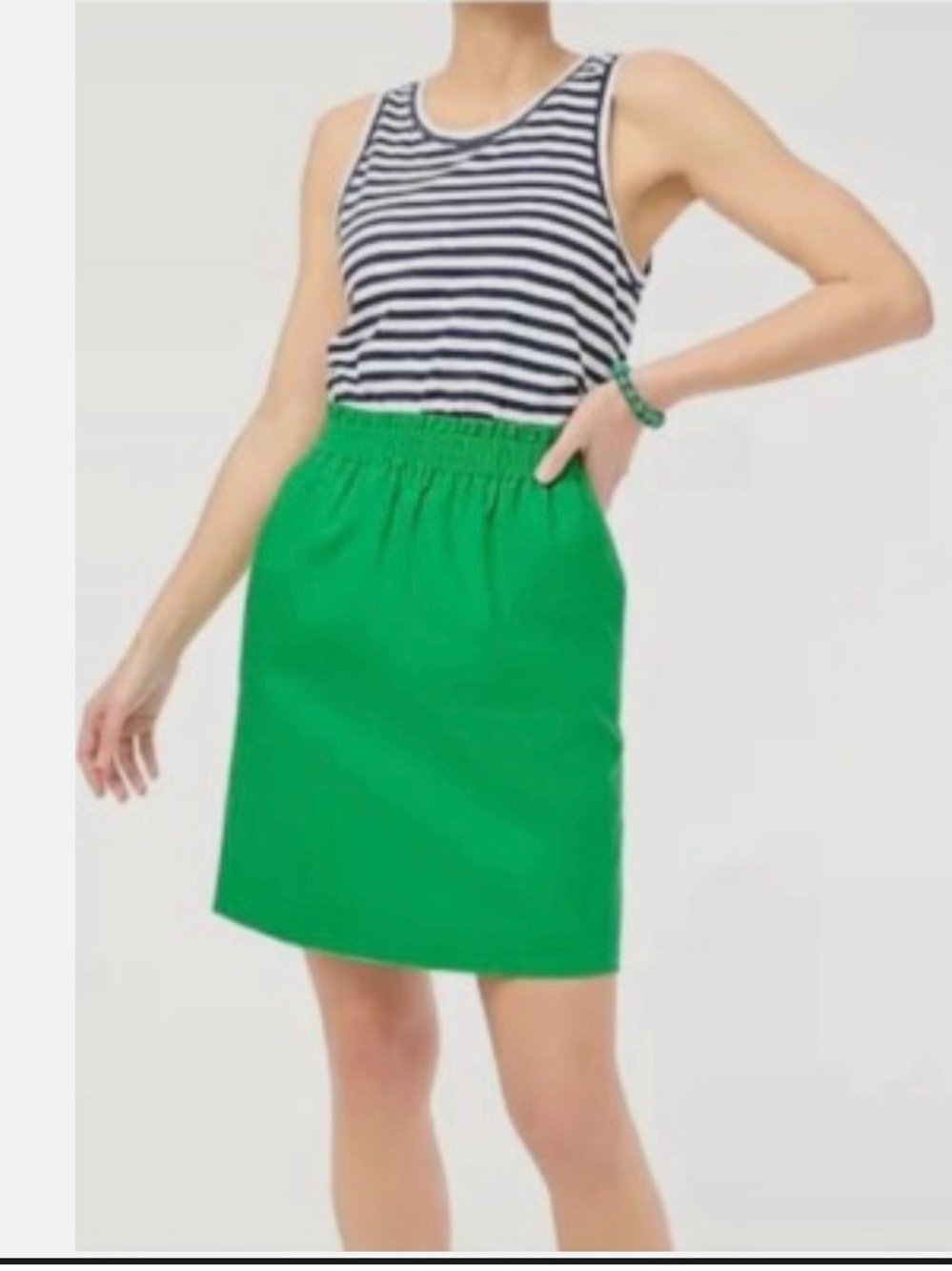 J. Crew Bright Green Elastic-Waist Mini Skirt size:6